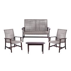 Pine Wood And Wicker Rattan - Conversation Set Armchair