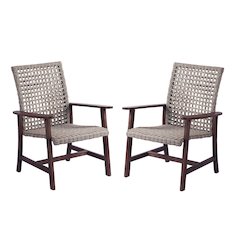 Pine Wood And Wicker Rattan - 2 Armchairs