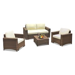 Modular Loveseat 2 Armchairs And Coffee Table Conversation Set