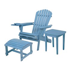 Foldable Adirondack Chair With Cup Holder Bristro Set With Ottoman