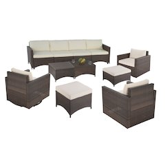 Modular Sofa-4 Seater, 2 Ottoman, 1 Swivel Armchair And 2 Coffee Tables