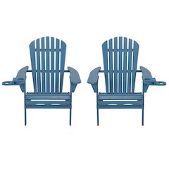 Foldable Adirondack Chair With Cup Holder Set Of 2