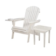 Foldable Adirondack Chair With Cup Holder With End Table