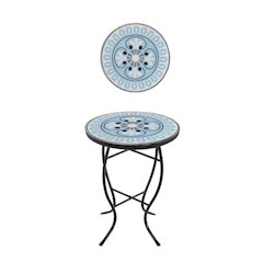 Mosaic Pansies Blue Accent Table