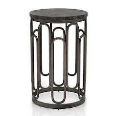 Silas Round Modern Metal Small End Table in Black