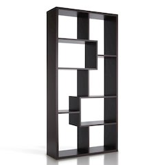 Adeo Contemporary Wood 10-Shelf Bookcase in Walnut