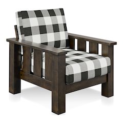 Gavik Modern Solid Wood Frame Upholstery Arm Chair, Dark Walnut