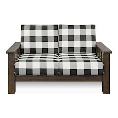 Gavik Modern Solid Wood Frame Upholstery Loveseat, Dark Walnut