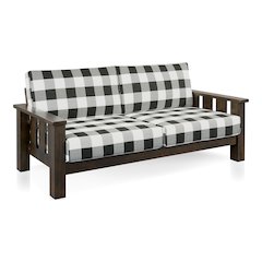 Gavik Modern Solid Wood Frame Upholstery Sofa, Dark Walnut