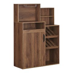Dillan Wood Multi-Storage Bar Cabinet in Distressed Walnut