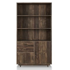Berto Farmhouse Wood 3-Shelf Bookcase in Reclaimed Oak