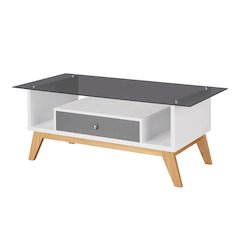 Lana Mid-Century Glass Top Coffee Table