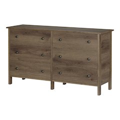 Reyes Rustic Wood 6-Drawer Dresser in Distressed Walnut