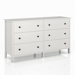 Reyes Rustic Wood 6-Drawer Dresser in White