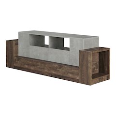 Abdi Wood Multi-Storage TV Stand in Oak and Concrete Gray