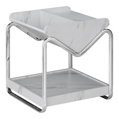 Ovan Open Design Metal and Marble 1-Shelf End Table