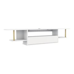 Haft Wood 63" Length Floating TV Console in White