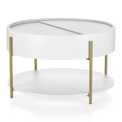 Haft Wood Coffee Table with Hidden Storage in White