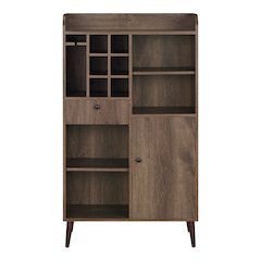 Alzon Wood Multi-Storage Wine Rack in Distressed Walnut
