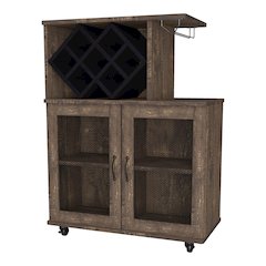 Codex Rustic Wood 4-Shelf Mini Bar in Reclaimed Oak