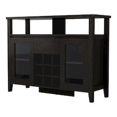 Elm Wood Buffet Table with Wine Rack in Espresso