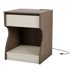 Carey Contemporary Wood Storage Nightstand with USB Ports