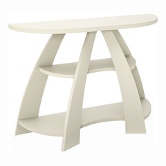 Bianca Contemporary Half Moon Wood Storage Console Table