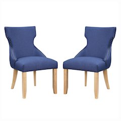 Glanz Linen Fabric Wing-Back Side Chair (Set of 2)