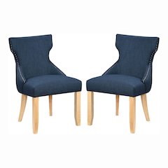 Glanz Linen Fabric Wing-Back Side Chair (Set of 2)