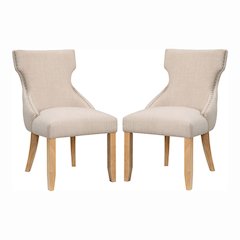 Glanz Linen Fabric Wing-Back Side Chair (Set of 2)