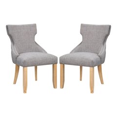 Glanz Linen Fabric Wing-Back Side Chair (Set of 2)
