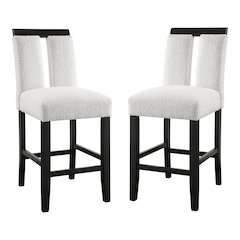 Prat Boucle Upholstered Counter Chairs in Black (Set of 2)