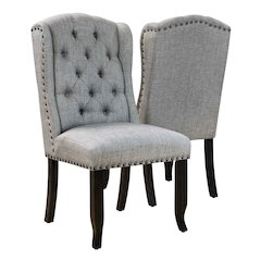 Sinuata Fabric Tufted Side Chair in Light Gray (Set of 2)