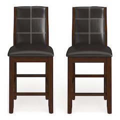Egnew Faux Leather Padded Counter Height Chair in Dark Walnut (Set of 2)