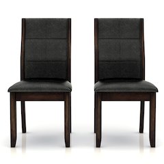 Egnew Faux Leather Padded Side Chair in Dark Walnut (Set of 2)