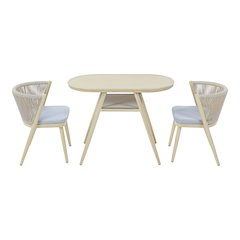 Morah Aluminum 3-Piece Outdoor Dining Table Set in Brown