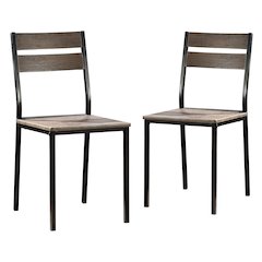 Anras Metal Open-Back Side Chair in Black and Brown (Set of 2)