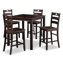 Haarven Wood 5-Piece Counter Height Dining Table Set, Brown