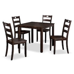 Haarven Wood 5-Piece Dining Table Set, Brown