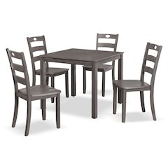 Haarven Wood 5-Piece Dining Table Set, Grey