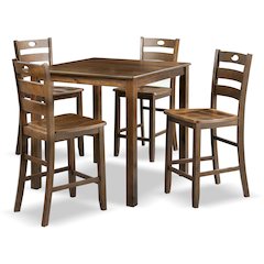 Haarven Wood 5-Piece Counter Height Dining Table Set, Brown