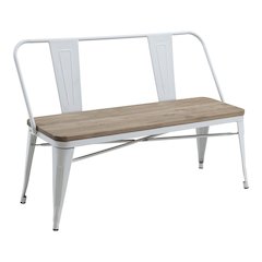 Mayfield Industrial Metal Base Dining Bench in White