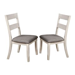Annell Ladder-Back Fabric and Wood White Side Chairs (Set of 2)