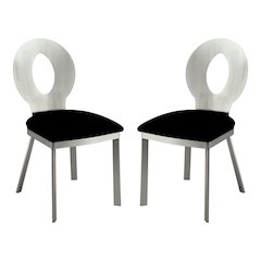 Lopez Stainless Steel Dining Side Chair in Silver (Set of 2)