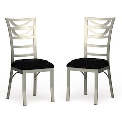 Halliway Stainless Steel Dining Side Chair in Silver (Set of 2)