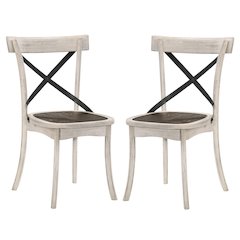 Knix Rustic Wood Dining Chair in Antique White (Set of 2)