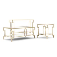 Anaheim Metal 3-Piece Coffee Table Set in Gold Champagne