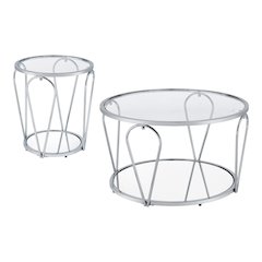 Miffa Contemporary Metal 2-Piece Coffee Table Set