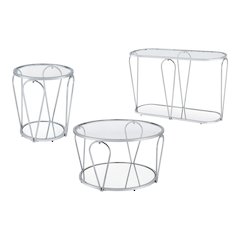 Miffa Contemporary Metal 3-Piece Coffee Table Set
