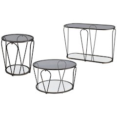 Miffa Contemporary Metal 3-Piece Coffee Table Set